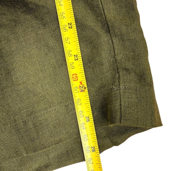 Quince 100% European Linen Pants 25" Martini Olive Pull On Tapered Ankle Medium - Picture 12 of 12